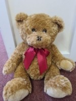 Teddy bear with a red bow