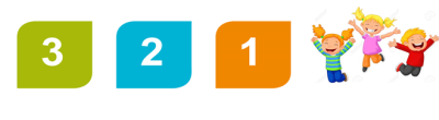 Image shows a countdown 3, 2, 1 and a picture of children jumping