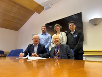 Pictured at the contract signing between MPFT and Key Construction are (left to right) Bernard Callinan, Matthew Callinan, Chris Sands, Michelle Evans, Siang Koh.